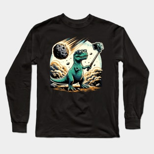 Dinosaur T-Rex Selfie Novelty Funny Dinosaur Long Sleeve T-Shirt